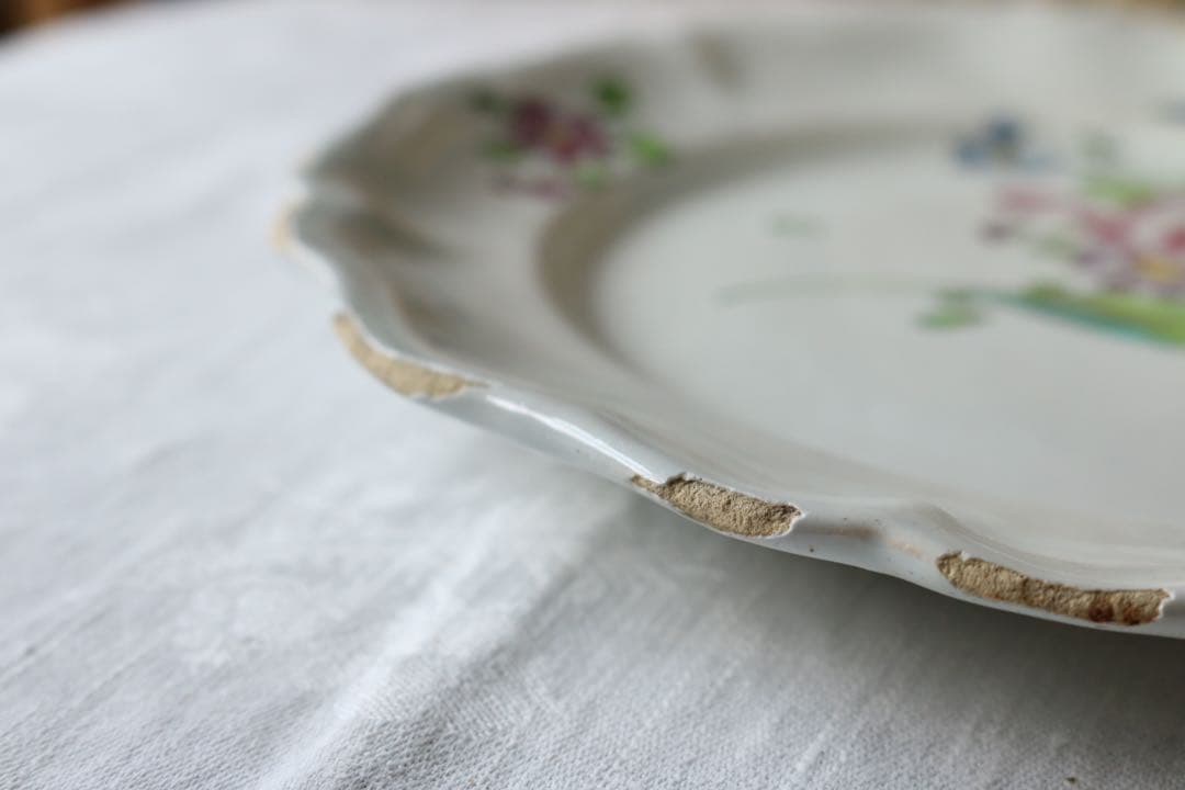 フランス アンティーク プレート 南仏 手描き チューリップ 手彩色 ぽ