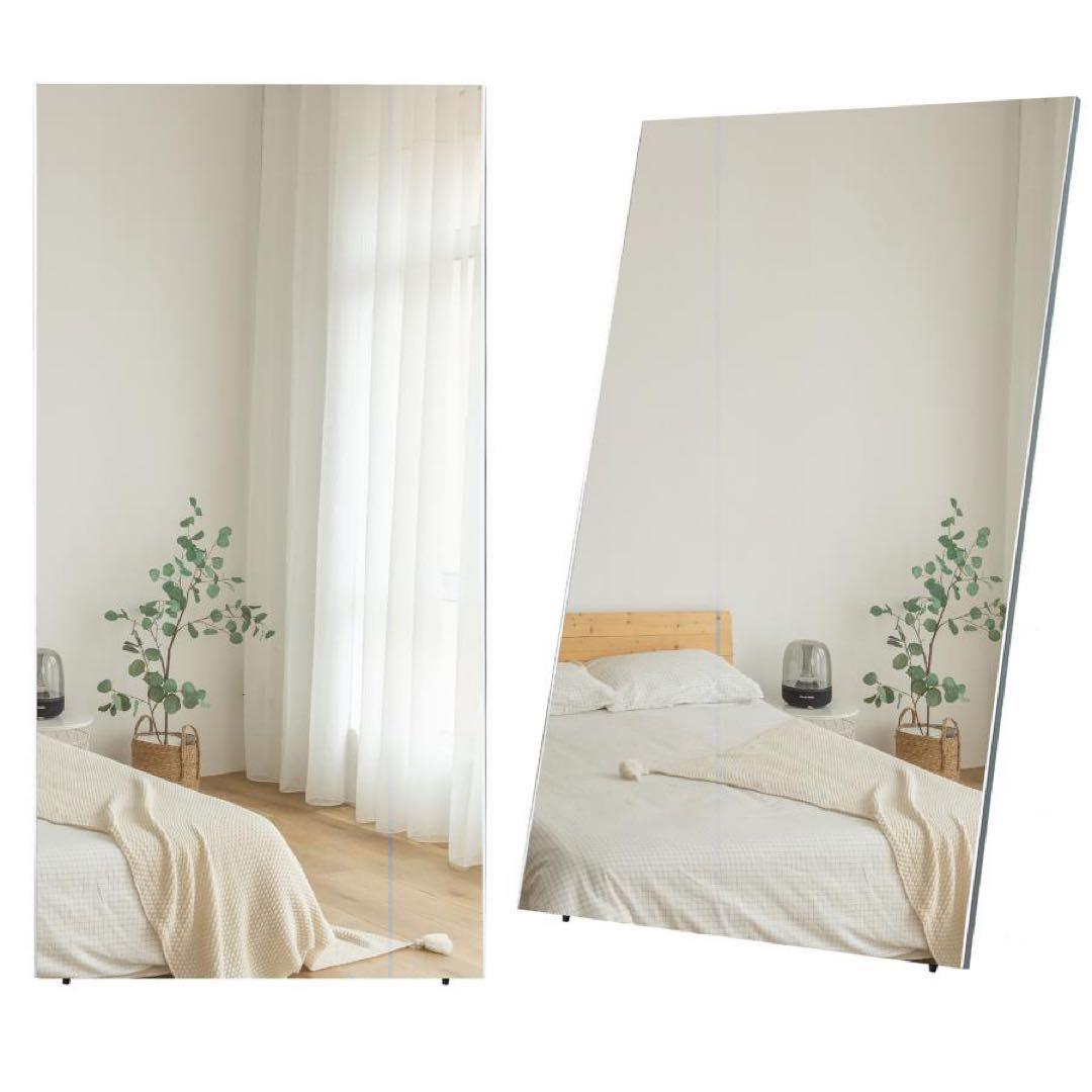 割れない鏡 全身ミラー 160×100cm 壁掛け・立て掛け ホワイト