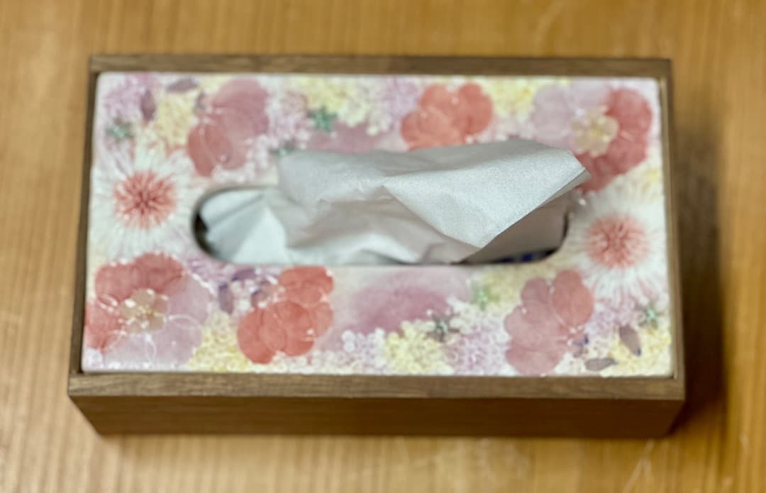 【値下げ】新品　工房ゆずりは　ティッシュBOX　カバー　花柄　ピンク　プレゼント