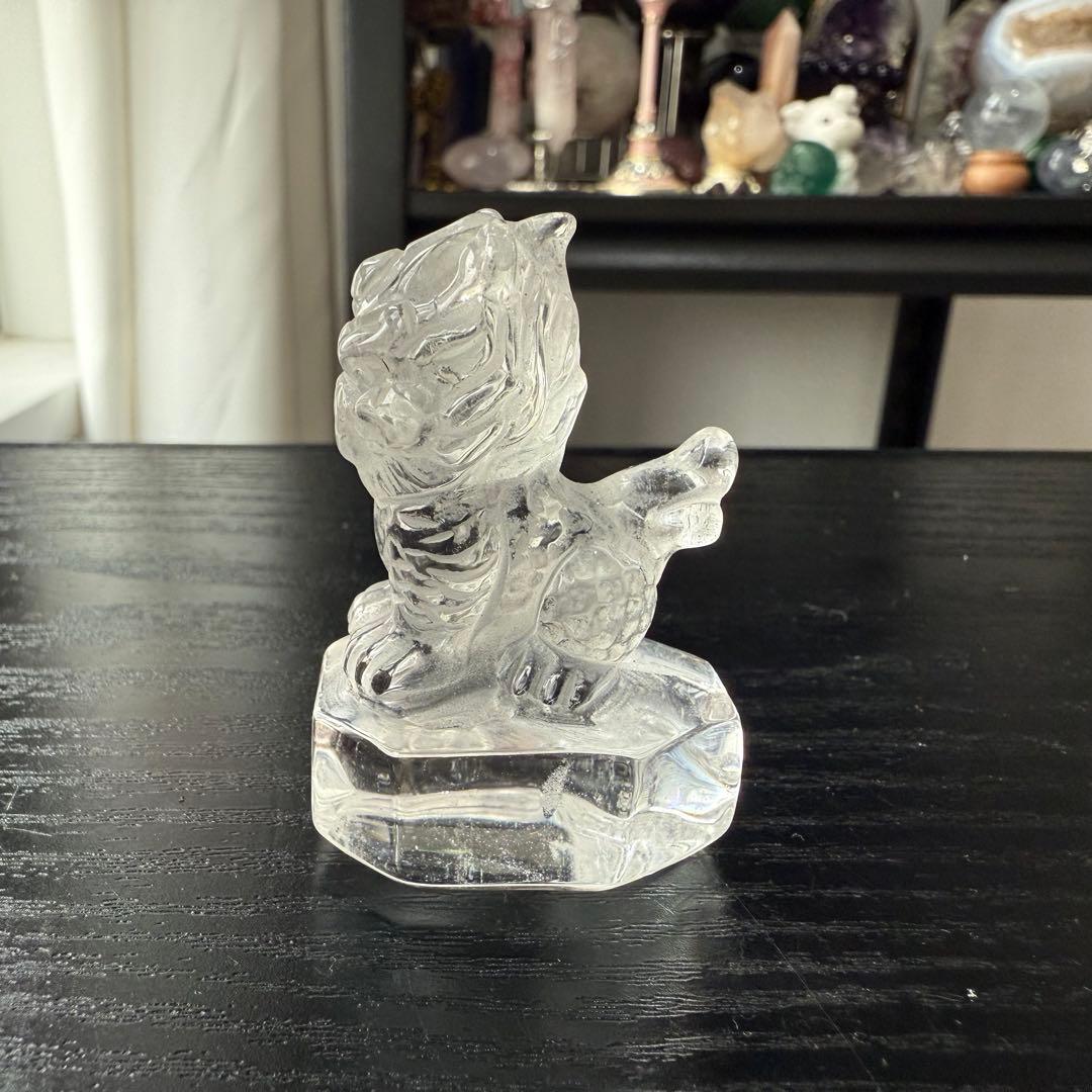 【❣️❣️❣️Aceth】天然石水晶の麒麟　置物　彫物NO.011904