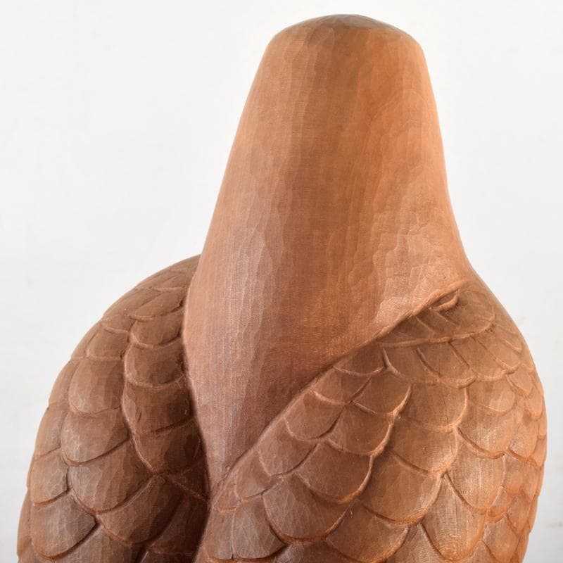 彫刻家　木聴奄　潮田皓哉作　鷹　置物　約4.3㎏　共箱　M　R8555B