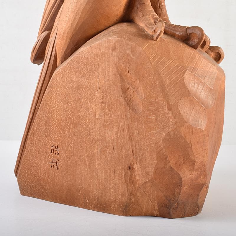 彫刻家　木聴奄　潮田皓哉作　鷹　置物　約4.3㎏　共箱　M　R8555B