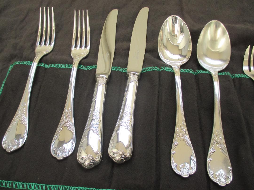 ☆仏蘭西高級銀器クリストフルシルバー カトラリー１０本　マルリー酸化防止収納袋入