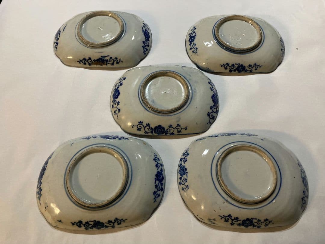 微塵唐草 印判 染付け 角皿