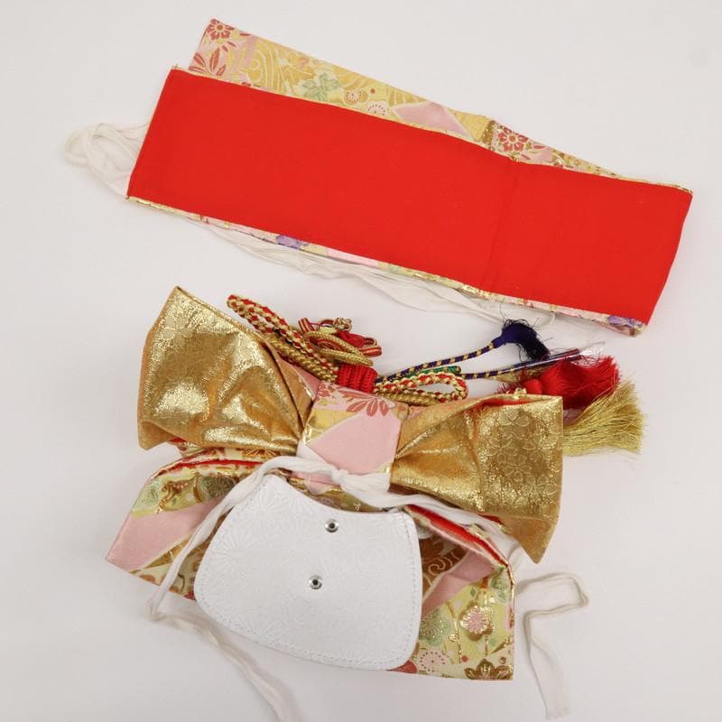 【七五三】5点セット＊3歳～女児 橘柄 ピンク 子供着物作り帯 化繊 9RM3