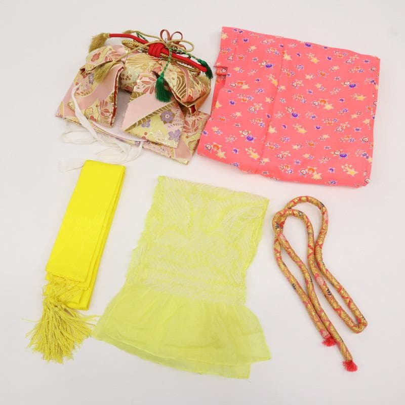 【七五三】5点セット＊3歳～女児 橘柄 ピンク 子供着物作り帯 化繊 9RM3