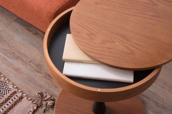 木製 収納 サイドテーブル 丸型 ナイトテーブル ソファーテーブル リビング