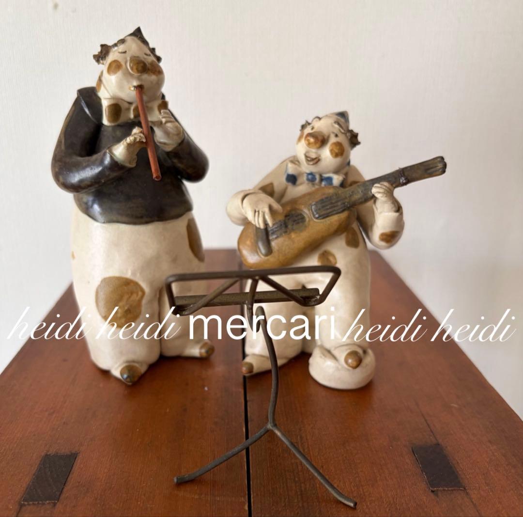 陶器の人形 2人の音楽家