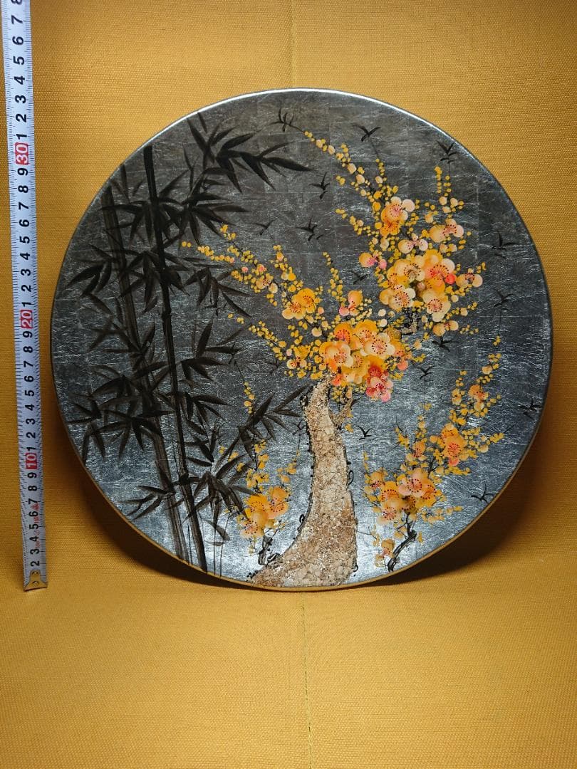 【美品】飾り皿　漆器　アート　彩絵　置物　インテリア　工芸品　美術品　A3086