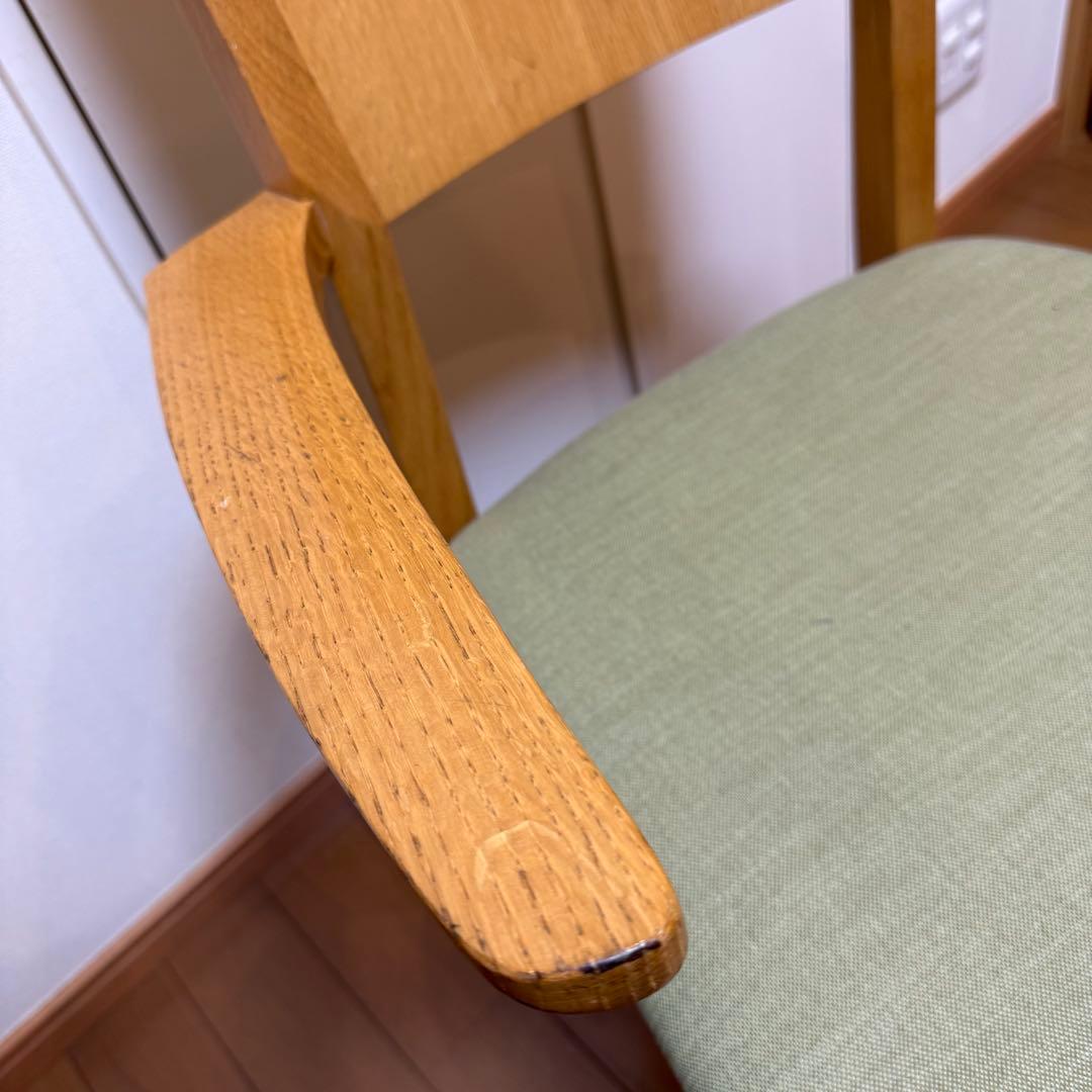 【送料無料】日進木工1脚 高級アームチェア グリーン美品 座り心地抜群 日本製