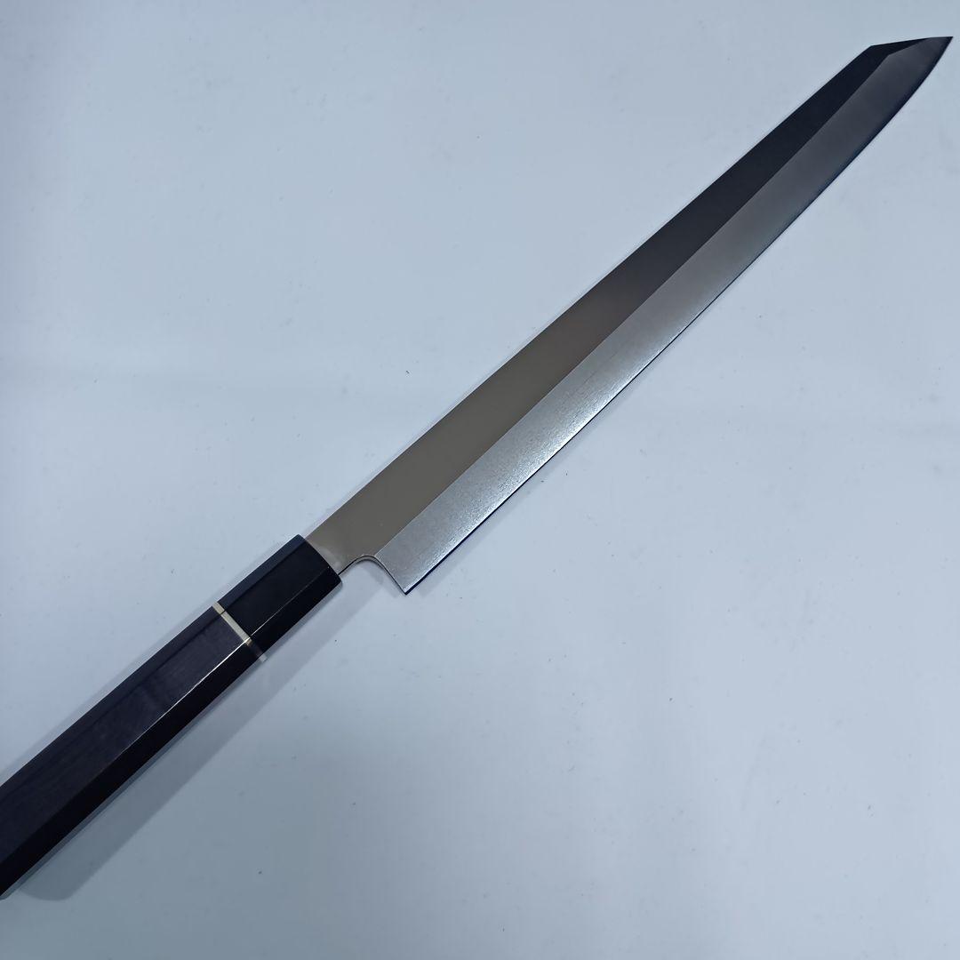 ステン本焼V金10号切付柳刃包丁33cm黒水牛黒檀八角柄