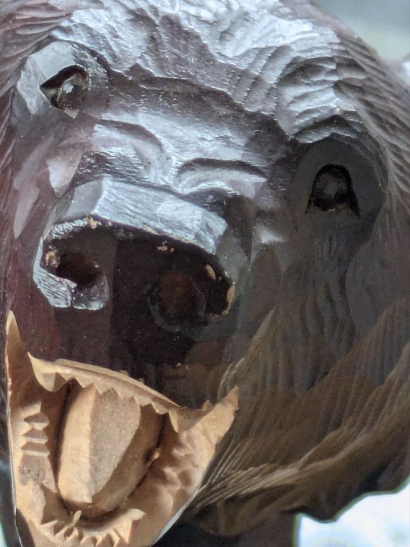 5#.昭和レトロ　熊の置き物　堀井作　木彫り民芸品