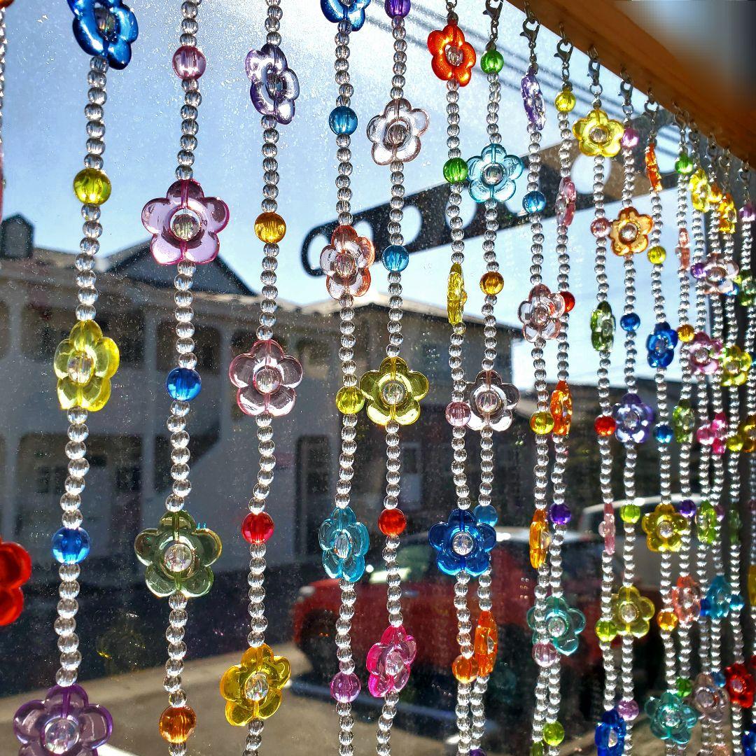 ビーズのれん ビーズカーテン レトロ ビーズ 珠暖簾 クリア カラフル