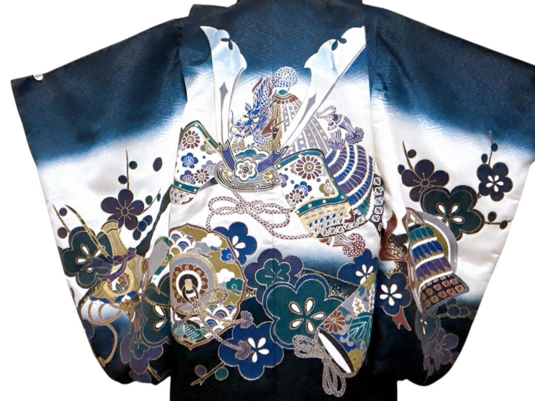 王道!!黒系縦縞袴♡七五三　5歳　男の子　フルセット　一式　兜