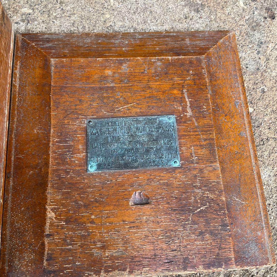 船舶用羅針盤 磁気コンパス アンティーク ビンテージ 希少 木枠付き