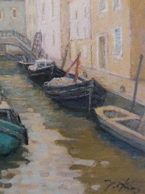 奥西賀男、【ブラノ島（ベニス）】、希少な限定額装用画集画