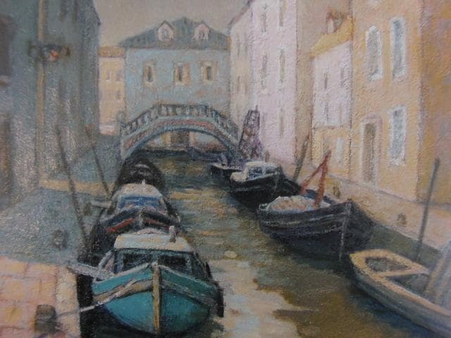 奥西賀男、【ブラノ島（ベニス）】、希少な限定額装用画集画