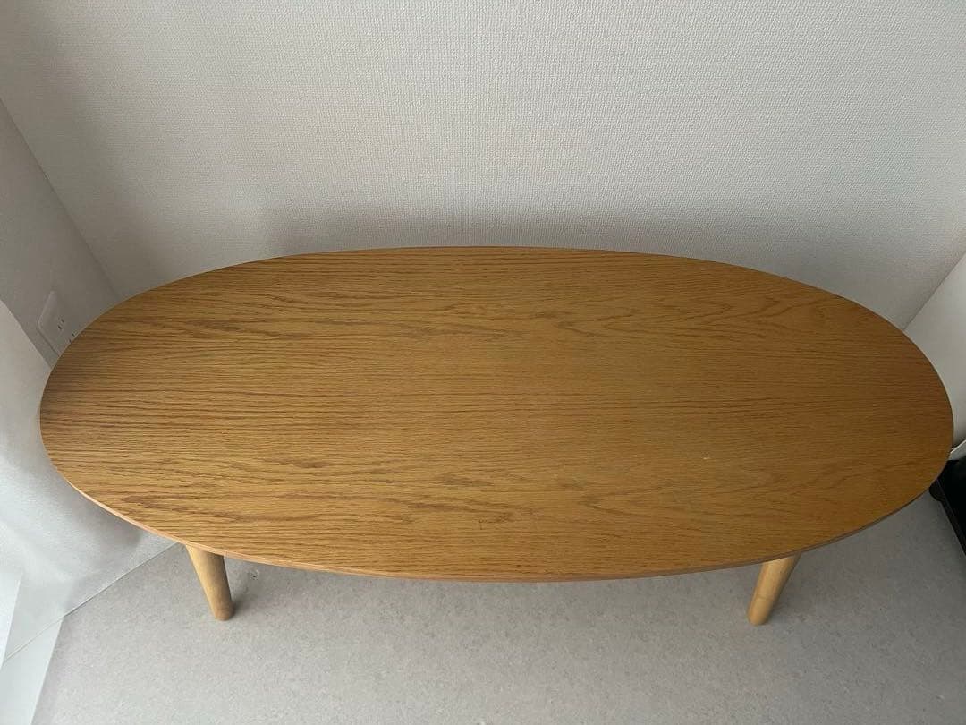 天然木　リビングセンターテーブル 引き出し付き