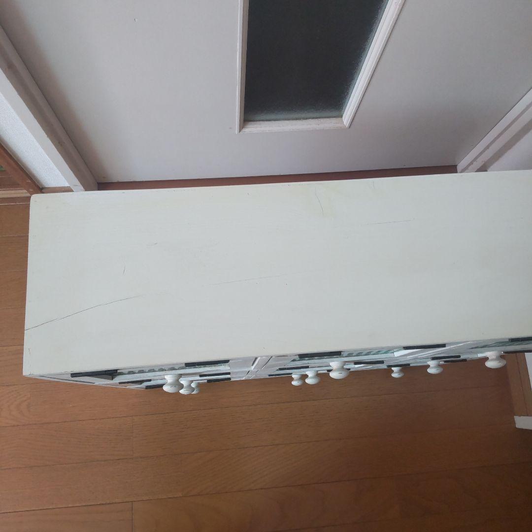 北欧風ホワイト 木製キャビネット 9個収納