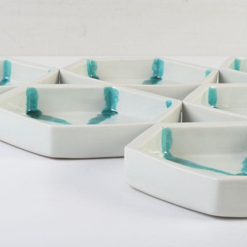 和食器 茶懐石 倶門窯 瀧田項一作 上絵六角皿揃 六客 共箱 M 9886