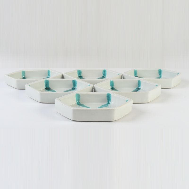 和食器 茶懐石 倶門窯 瀧田項一作 上絵六角皿揃 六客 共箱 M 9886