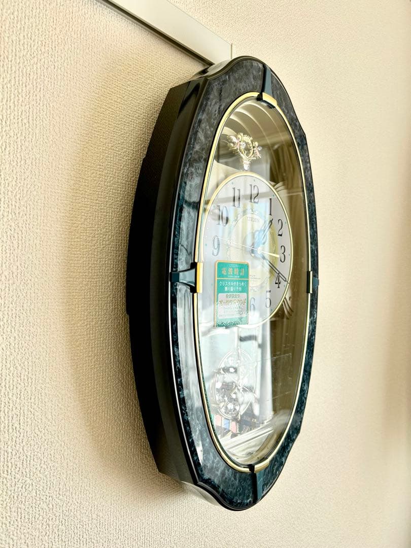 CITIZEN メロディ電波時計 飾り振り子　4MN413 青木目光沢仕上