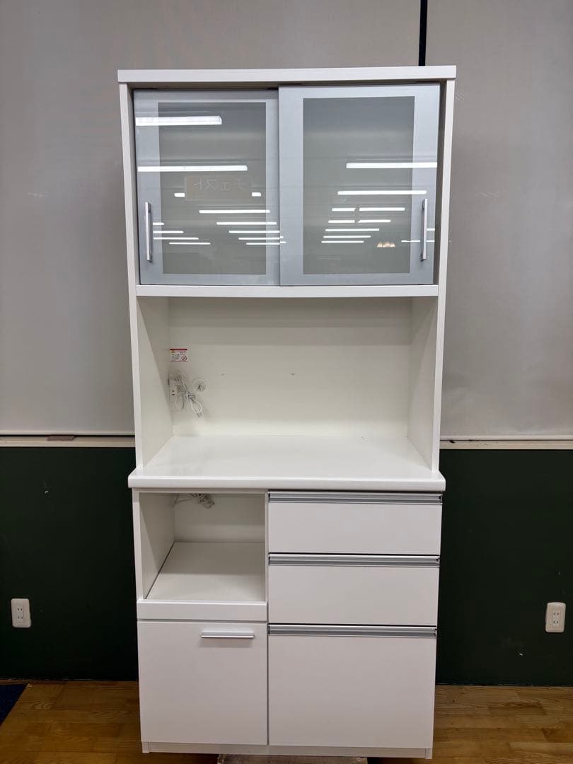 M049 松田家具製 レンジボード カップボード 上下分割可能　幅880mm