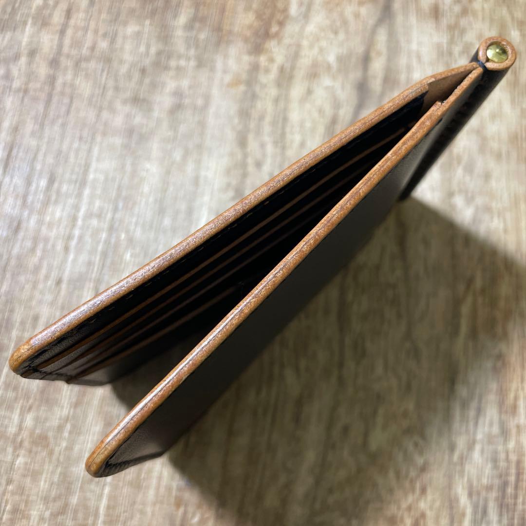 マネークリップ　栃木レザー　茶芯　ブラック