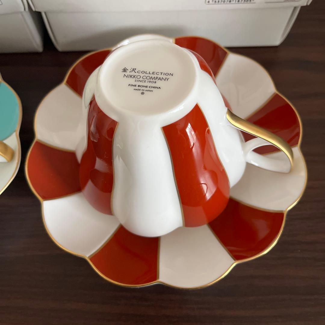 未使用】ニッコー 金沢コレクション 菊型碗皿 カップ＆ソーサー 2客