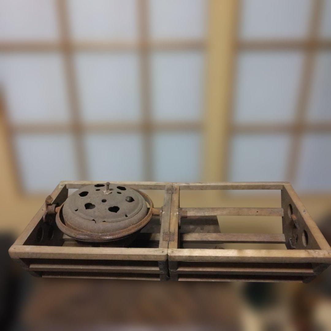 こたつあんか　回転こたつ　豆炭あんか　鋳物鉄器　やぐら炬燵　レトロ　骨董