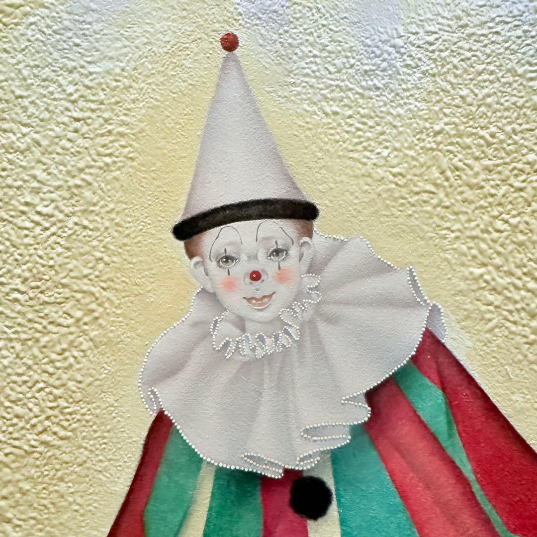 超限定1月21日20時迄‼️猫愛‼️川内令子『ピエロと黒猫』油彩画99年作真筆署名有