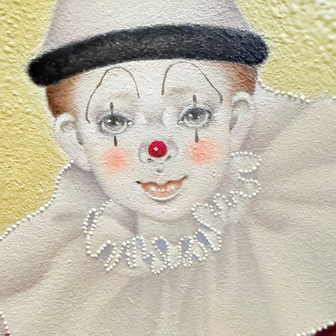 超限定1月21日20時迄‼️猫愛‼️川内令子『ピエロと黒猫』油彩画99年作真筆署名有