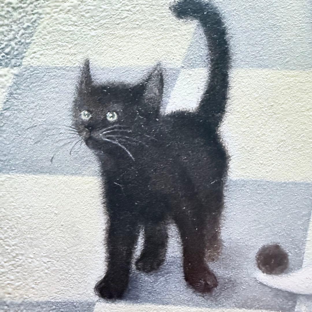 超限定1月21日20時迄‼️猫愛‼️川内令子『ピエロと黒猫』油彩画99年作真筆署名有