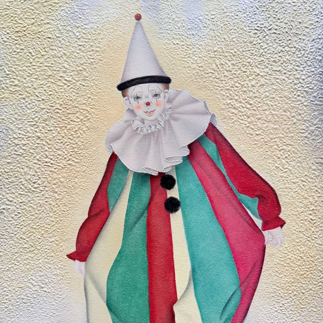 超限定1月21日20時迄‼️猫愛‼️川内令子『ピエロと黒猫』油彩画99年作真筆署名有