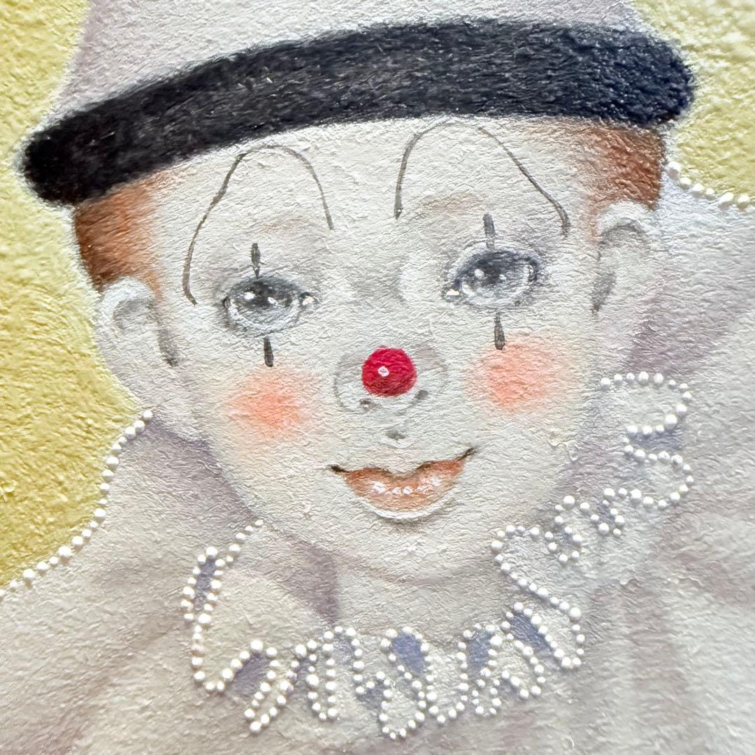 超限定1月21日20時迄‼️猫愛‼️川内令子『ピエロと黒猫』油彩画99年作真筆署名有