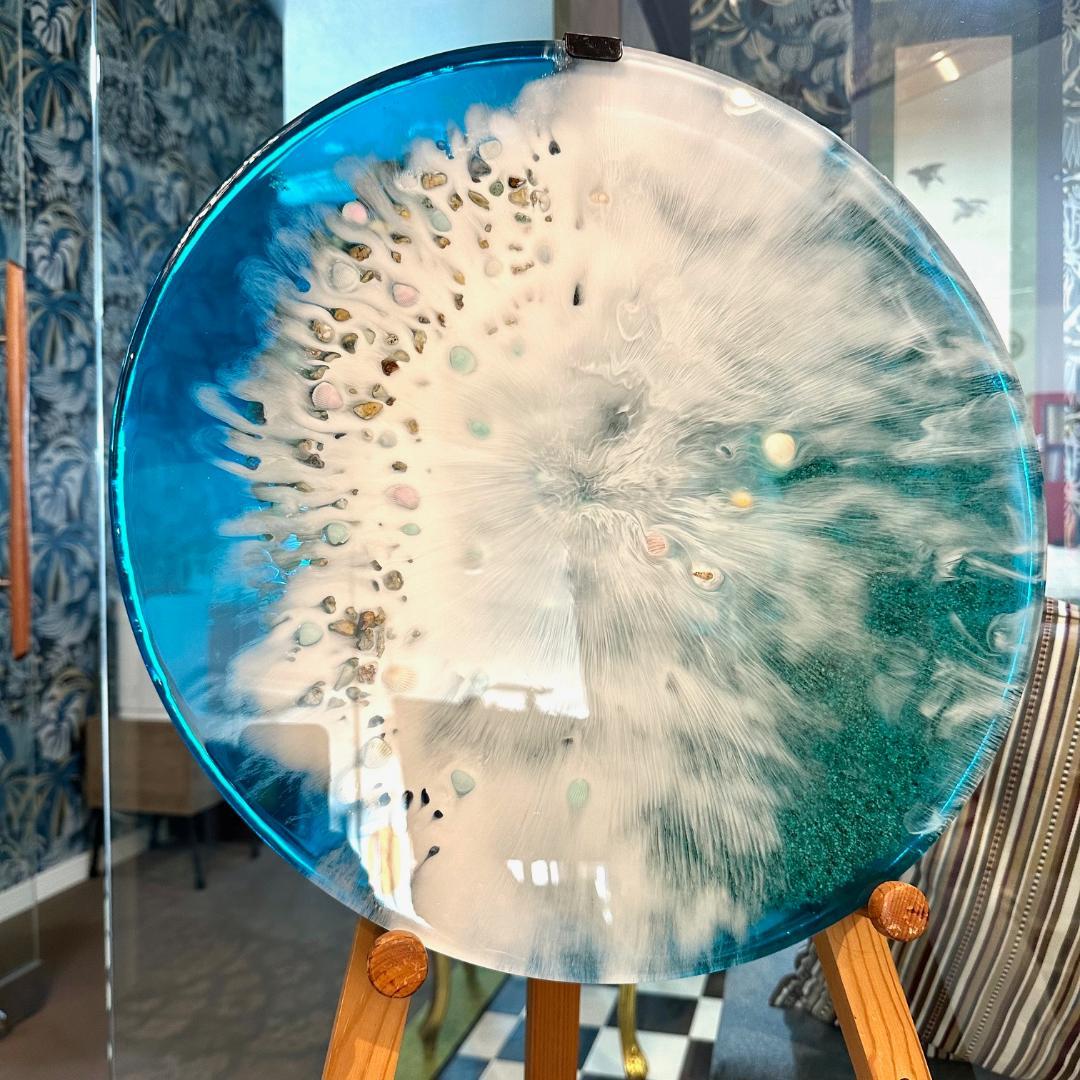 【1点もの】レジンアートボード　テーブル天板　ハンドメイド　海と貝殻