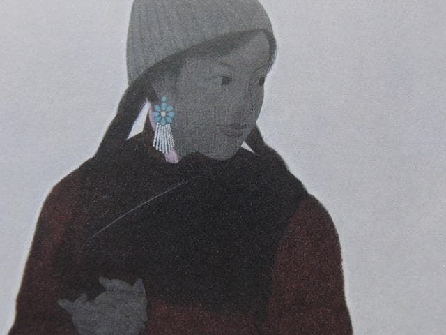 高橋秀年、【牧笛】、希少な額装用画集画、新品高級額 額装付、状態良好