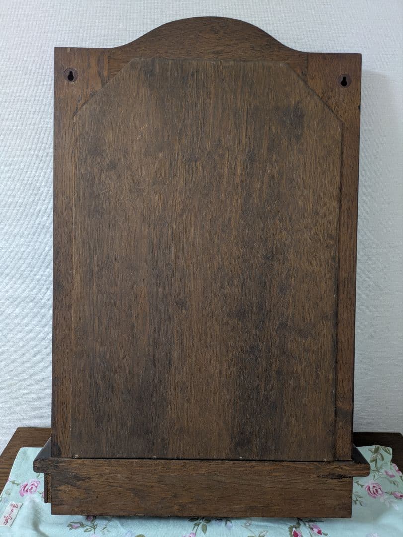 鏡 アンティーク 壁掛け ミラー 木製 収納引き出し付き