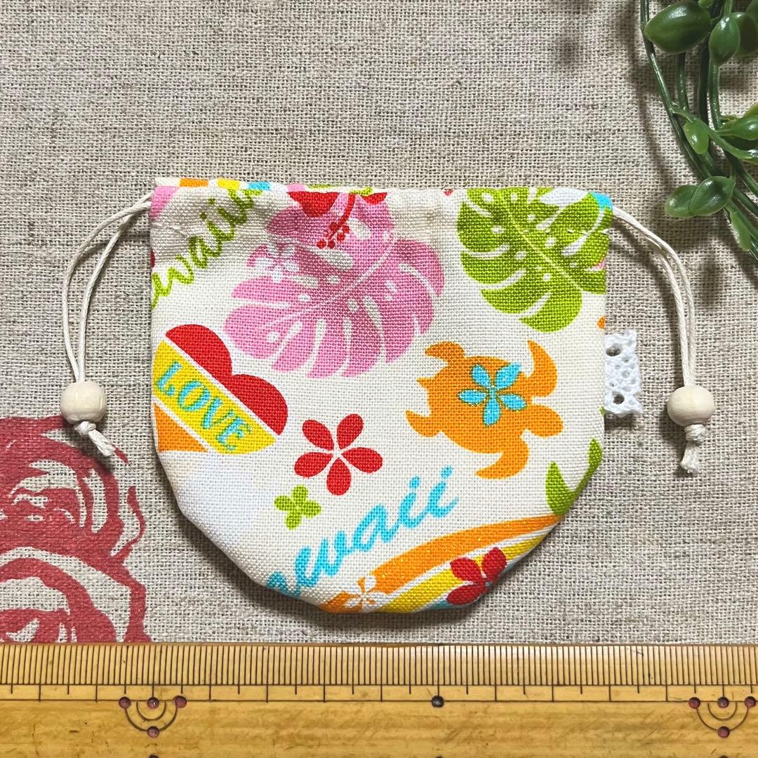 No.2306-57 手のひら巾着サシェ 香り袋  レインボーカラー ハワイアン