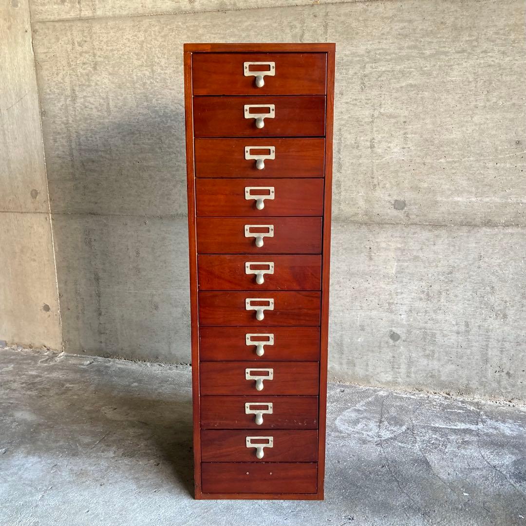 木製 ラック チェスト 引き出し 小物入れ 書類 12杯 縦長 家具 レトロ