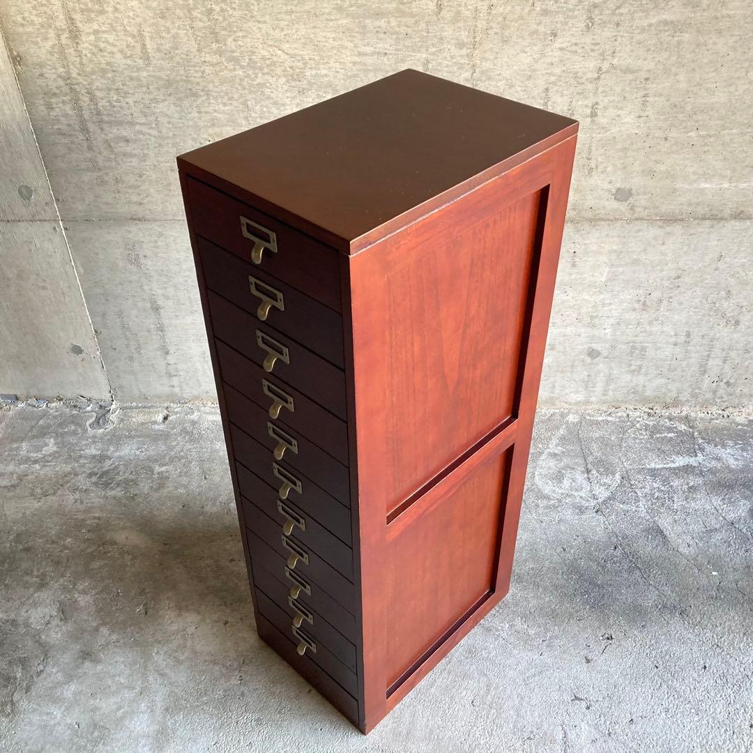 木製 ラック チェスト 引き出し 小物入れ 書類 12杯 縦長 家具 レトロ