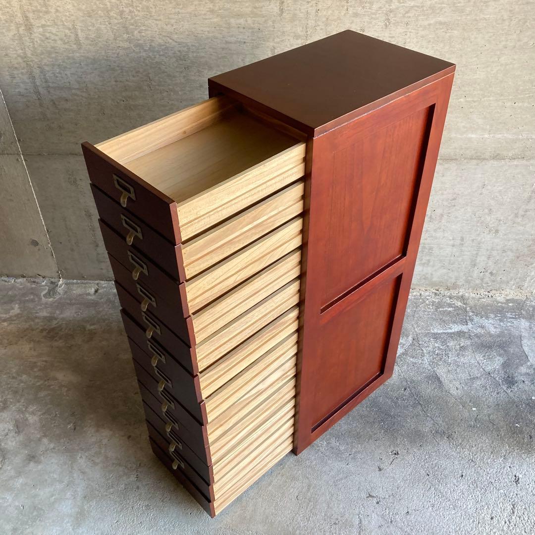 木製 ラック チェスト 引き出し 小物入れ 書類 12杯 縦長 家具 レトロ