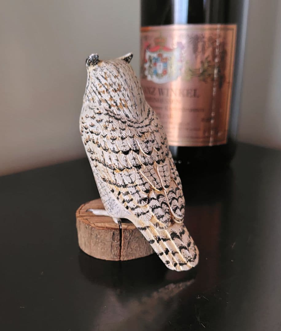 小さなバードカービング シベリアワシミミズク 野鳥 木彫り 梟