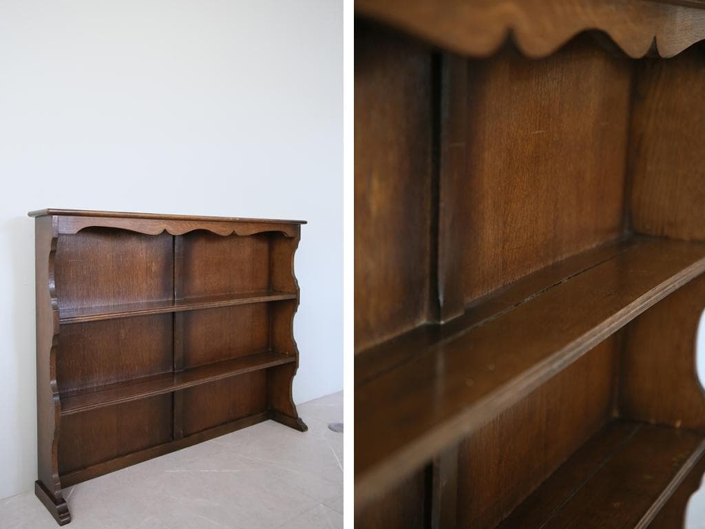 英国アンティーク木製ブックシェルフ/本棚/食器棚/飾り棚/ラック(89-17-1