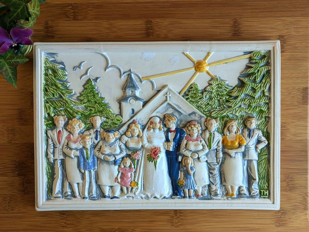 北欧　ジイガントフタ　陶板　Happy Wedding♡