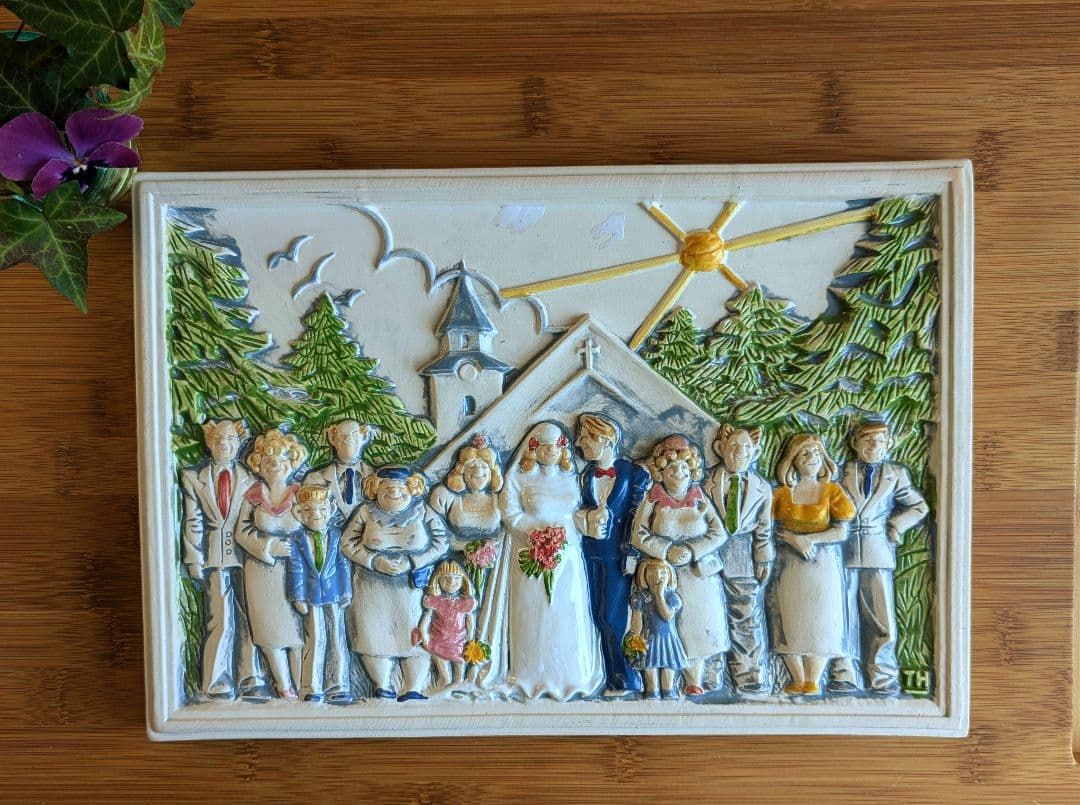 北欧　ジイガントフタ　陶板　Happy Wedding♡