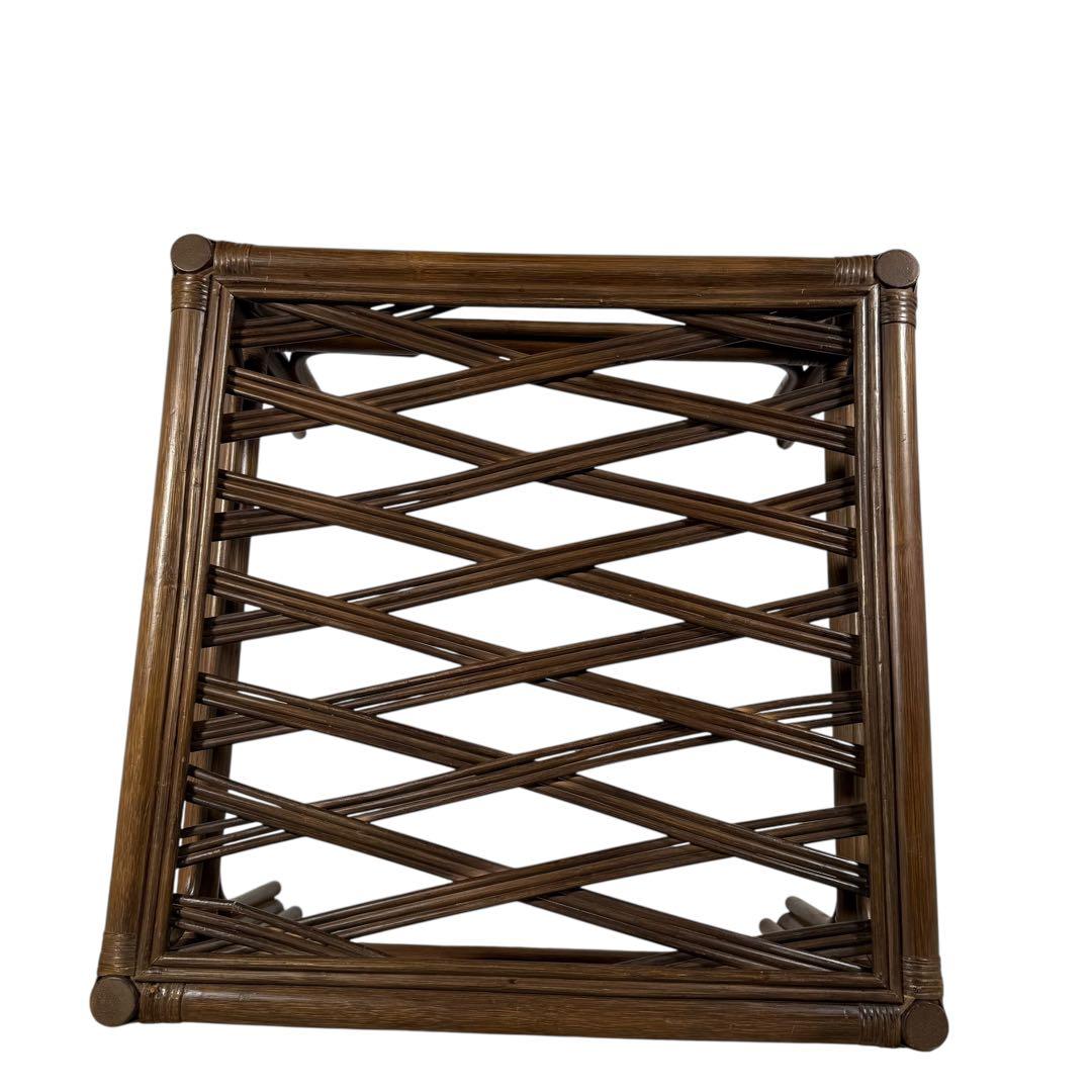 KZ035 【希少デザイン】コスガ　kosuga ラタン籐　ガラステーブル