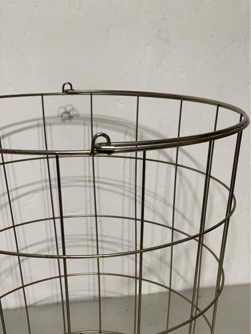 ワイヤーバスケット ランドリーバスケット 大容量 収納 金属製 円筒形2個セット