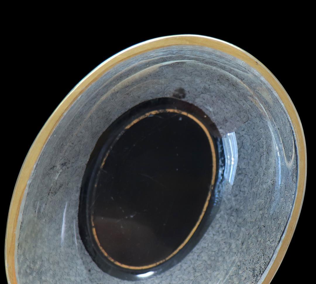 オールド・バカラ 珍品 春海商店特注 青海波文 金彩楕円浅皿 懐石料理具 小付