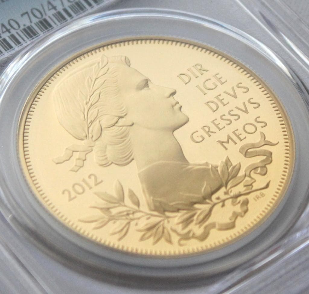 2012年イギリス 即位60周年￡5銀貨 PCGS PR70DCAM 金メッキ